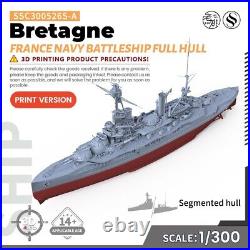 1/300 Military Model Kit France Navy Bretagne Battleship Full Hull