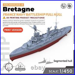 1/450 Military Model Kit France Navy Bretagne Battleship Full Hull