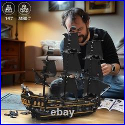 13199 Pirates Ship Model Building Blocks Kits, MOC Large Black Pearl Sailboat