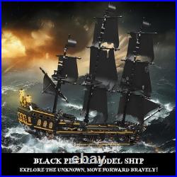13199 Pirates Ship Model Building Blocks Kits, MOC Large Black Pearl Sailboat