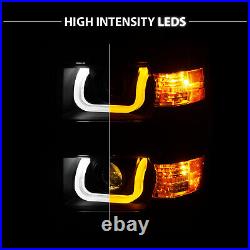 14-15 For Chevy Silverado 1500 Switchback LED U Bar Black Projector Headlight