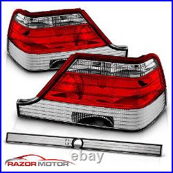 1995-1999 For Mercedes-Benz W140 S-Class Red Clear Tail Lights Pair