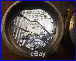 2 Hamilton Model 22 Chronograph Gimbeled Ships Clock For Parts