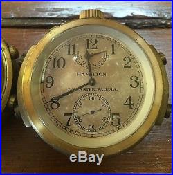 2 Hamilton Model 22 Chronograph Gimbeled Ships Clock For Parts
