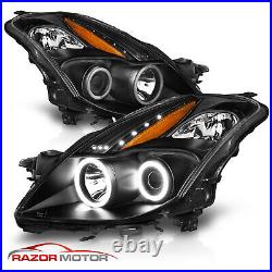 2008 2009 For Altima 2DR Coupe Black CLEAR AMBER Projector Headlights