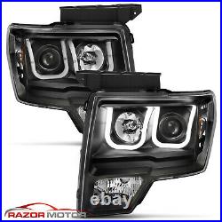 2009-14 Black Headlights pair For Ford F150 U-Bar LED Bar Driver & Passenger