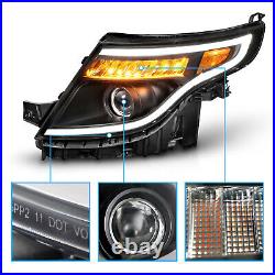 2011 2015 For Ford Explorer LED Running Light Black Headlights