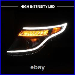 2011 2015 For Ford Explorer LED Running Light Black Headlights
