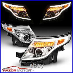 2011 2015 For Ford Explorer LED Running Light Chrome Headlights