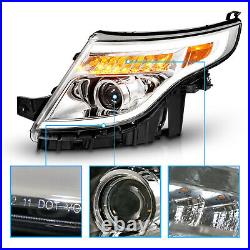 2011 2015 For Ford Explorer LED Running Light Chrome Headlights