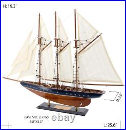 25 Wooden Sailboat Model Sailing Yacht Atlantic Schooner Ship Scale Replica