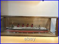 26 RMS Lusitania Model In Homemade Wooden Case