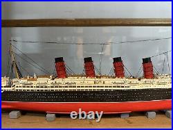 26 RMS Lusitania Model In Homemade Wooden Case