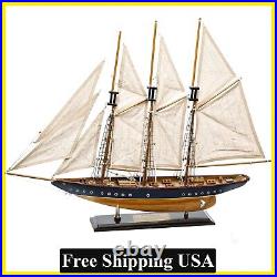 30 Wooden Sailboat Model Ship Sailboat Decor Schooner Atlantic 150 Scale Navy