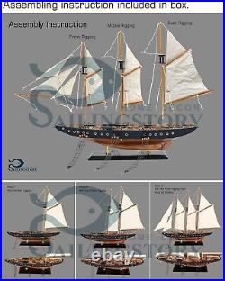 30 Wooden Sailboat Model Ship Sailboat Decor Schooner Atlantic 150 Scale Navy