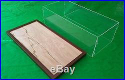 34L x 14W x 24H Table Top Clear Acrylic Display Case for Model Ships Walnut