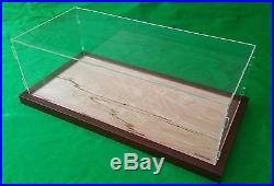 34L x 14W x 24H Table Top Clear Acrylic Display Case for Model Ships Walnut