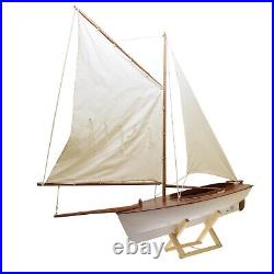 36 White Prince Wooden Model Décor Sailboat Ship with Cloth Sails