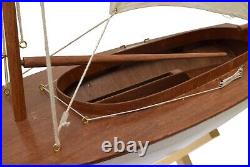 36 White Prince Wooden Model Décor Sailboat Ship with Cloth Sails