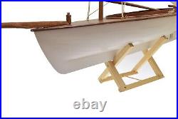 36 White Prince Wooden Model Décor Sailboat Ship with Cloth Sails