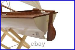 36 White Prince Wooden Model Décor Sailboat Ship with Cloth Sails