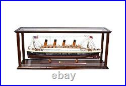 38.5 Large Tabletop WOOD DISPLAY CASE For Cruise Liner Ship Models Plexiglass