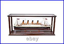 38.5 Tabletop WOOD DISPLAY CASE For Large Cruise Liner Ship Models Plexiglass