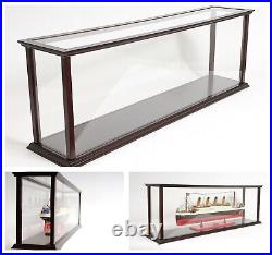 45-Inch LARGE DISPLAY CASE for Collectable Ship Boat Models Wood & Plexiglass