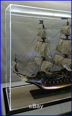 47 x 15 x 38 Inch Acrylic Table Top Display Case LED Lights for Tall Model Ships