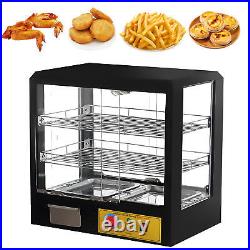 500W Commercial Food 3-Tier Electric Warmer Display with Lighting & Glass Door