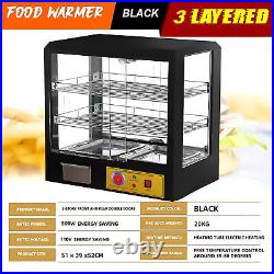 500W Commercial Food 3-Tier Electric Warmer Display with Lighting & Glass Door