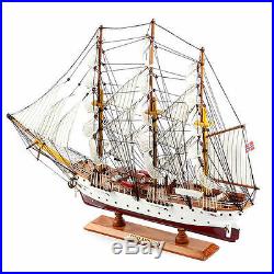 60cm 23.6 Hand-Crafted Wooden Sailboat Ship Model Miniature for Display / Deco