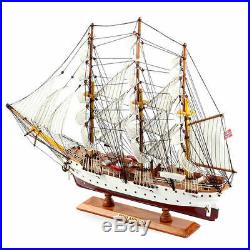 60cm 23.6 Hand-Crafted Wooden Sailboat Ship Model Miniature for Display / RU