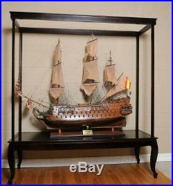 65 LARGE FLOOR STAND CASE For Collectibles Display Ship Yacht Boat Models Wood