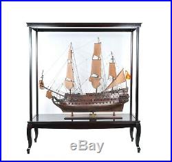 65 LARGE WOOD DISPLAY STAND CASE For Collectable Ship Yacht Boat Models No-Glas