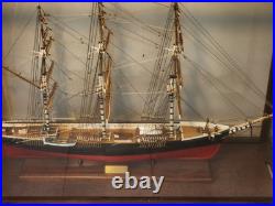 American Three Masted Clipper Ship Model Sovereign of the Seas Under Glass Case