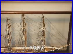 American Three Masted Clipper Ship Model Sovereign of the Seas Under Glass Case