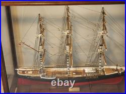 American Three Masted Clipper Ship Model Sovereign of the Seas Under Glass Case
