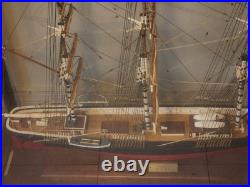 American Three Masted Clipper Ship Model Sovereign of the Seas Under Glass Case