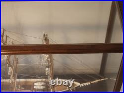 American Three Masted Clipper Ship Model Sovereign of the Seas Under Glass Case