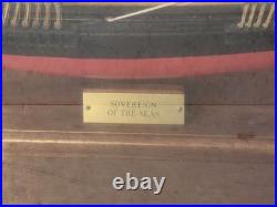 American Three Masted Clipper Ship Model Sovereign of the Seas Under Glass Case