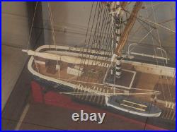 American Three Masted Clipper Ship Model Sovereign of the Seas Under Glass Case
