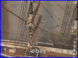 American Three Masted Clipper Ship Model Sovereign of the Seas Under Glass Case