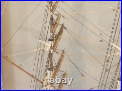 American Three Masted Clipper Ship Model Sovereign of the Seas Under Glass Case