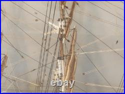 American Three Masted Clipper Ship Model Sovereign of the Seas Under Glass Case