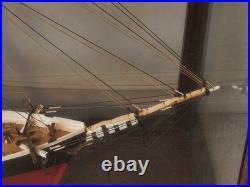 American Three Masted Clipper Ship Model Sovereign of the Seas Under Glass Case