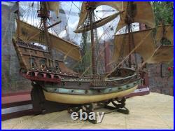 Antique 3/8 Scale Model Spanish Galleon Ship w Glass Case 1927 Dillsburg Pa