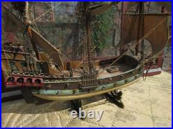 Antique 3/8 Scale Model Spanish Galleon Ship w Glass Case 1927 Dillsburg Pa