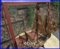 Antique 3/8 Scale Model Spanish Galleon Ship w Glass Case 1927 Dillsburg Pa