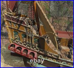 Antique 3/8 Scale Model Spanish Galleon Ship w Glass Case 1927 Dillsburg Pa